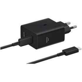 Resim Samsung EP-T5020X 50 W Type-C Çift Çıkışlı Kablolu Hızlı Şarj Adaptörü Siyah 