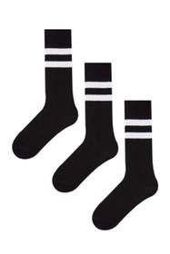 Resim MEM SOCKS 3'lü Çizgili Çocuk Dizaltı Çorap 
