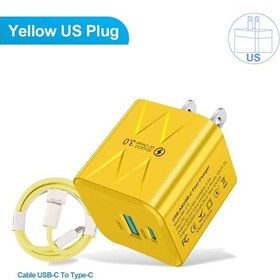 Resim 25w Usb + Pd Şarj Cihazı Pd Hızlı Şarj Telefon Qc 3.0 Xiaomi Huawei Samsung Uyumlu Bk315 Us Yellow-c-c 1 Adet 