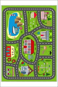 Resim CENTER AVM Yeşil Çocuk Odası Halısı Leke Tutmaz Makinede Yıkanabilir Kaymaz Taban Halı 