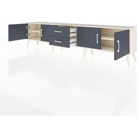 Resim Arges Tv Ünitesi 2 Raflı 2 Çekmeceli 4 Kapaklı 220x30x51 Aytaşı-antrasit Antrasıt/antrasıt - Aytası 