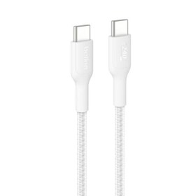 Resim Belkin CAB025HQ1MWH BoostCharge Pro 240W USB-C to USB-C Örgülü 1M Hızlı Şarj Kablosu - Beyaz 