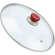 Resim Tencere Sahan Tava Cam Kapağı Kapak 16 Cm Kırmızı Tutma Tepesi 