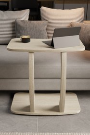 Resim eda hacıoğlu edam bedding group Traverten Dikdörtgen C Model Yan Sehpa Hareketli Tekerlekli Yan Laptop Masası 