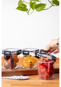 Resim Nandy Home Kilit Kapaklı Dikdörtgen Clear Saklama Kabı Seti 3'lü 800 ML Beyaz 