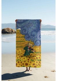 Resim Dijital Baskı Plaj Deniz Havlusu Modern Desenli Peştamal Hvl0074 Renkli 