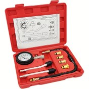Resim Benzinli Motorlar için Otomotiv Silindir Test Cihazı Kiti, M10 M12 M14 M18 Adaptörleri ile Basınç Ölçer, Basınç Göstergesi, Motosiklet, Araba, Kamyon için Otomatik Araçlar - Alüminyum, 0-300 PSI 