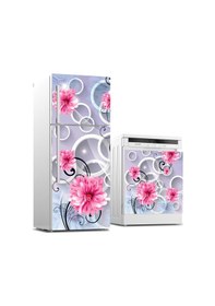 Resim Buzdolabı Ve Bulaşık Makinası Beyaz Eşya Sticker Kaplama Yuvarlak Çiçek 