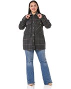 Resim Büyük Beden Göğüste Büyük Cepli Balıksırtı Dokuma Haki Gömlek 