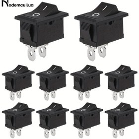 Resim 10 adet NODEMCU LUA SPST Rocker Anahtarları - Araba, Tekne ve Ev Kullanımı için 2-Pinli Snap-In Toggle Anahtarlar, Açma/Kapama Kontrolü, 250V 6A, Siyah, Hoparlörler, TV'ler ve Daha Fazlası Gibi Güç Anahtarlamalı Cihazlar İçin İdeal 