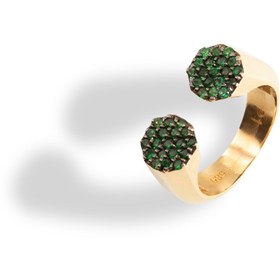 Resim Double Headed Seljuks Green Garnets Ring - 4 