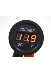 Resim 12v 24v Dc Voltmetre Yuvarlak Düz Yüzey Kırmızı Rakam 