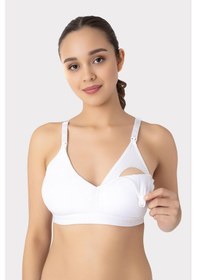 Resim Çıkarılabilir Pedli Emzirme Sütyeni 3'lü Set Beyaz Pamuklu Göğüs Ucu Belli Etmez Beyaz 