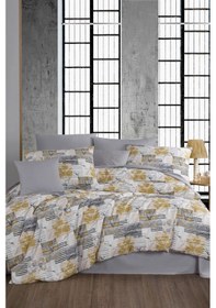 Resim Çift Kişilik Ranforce Nevresim Takımı %100 Pamuklu Serra Gri Gri Koyu 