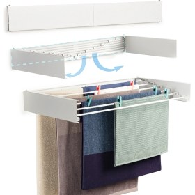 Resim Depogron Çamaşır Kurutma Askısı Beyaz (102 Cm) Açılır Kapanır Çamaşır Kurutma Rafı, Duvara Monte Çamaşırlık 