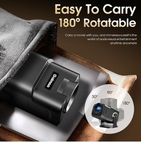Resim Qifit Mini projektör, 4K FHD 1920x1080P 180° taşınabilir projektör WiFi Android ve iOS Mause Hediye 