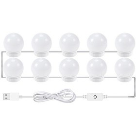 Resim Xindoker 10'lu Paket Dokunmatik Ayna Işığı 3 Renk Ayarı Doğal Beyaz, Saf Beyaz, Islak Beyaz Usb Güzellik Işığı Makyaj Odası Banyo Ayna Lambası 