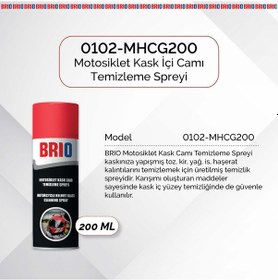 Resim Brio Motosiklet Kask İçi, Kask Camı Temizleme Spreyi 200ml 2'li Paket 