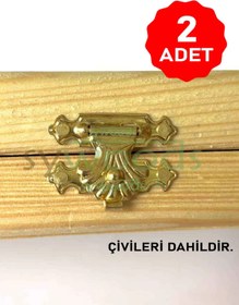 Resim sywoods 2 adet No:2 Tavla klips 26x18 mm kutu kapak kilit ahşap kilidi sarı 
