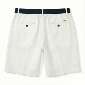 Resim Keten Bermuda - Beyaz - XL 
