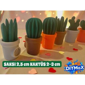 Resim 5 Li Kaktüs Magnet Seti Mini Saksılı Kaktüs Buzdolabı Süsü 