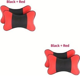 Resim Oldfriend Siyah Kırmızı 2 Adet Esnek Yumuşak Araç Boyun Yastığı Nefes Alabilir Mesh 
