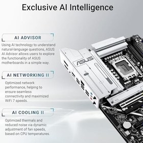 Resim ASUS PRIME Z890-P WIFI Intel Z890 LGA1851 DDR5 8400 DP HDMI USB4 4x M2 USB3.2 WiFi 7 + BT AURA RGB 2.5Gbit LAN ATX 14+1+2+1 Güç Aşamaları, Thunderbolt 4, ASUS AI Teknolojieri, ASUS GlideX Anakart 