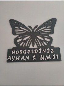 Resim Kelebek Kapı Süsü Kişiye Özel Antrasit 