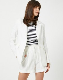 Resim Koton Keten Blazer Ceket Beyaz 3sak50153uw 3SAK50153UW000 Beyaz 