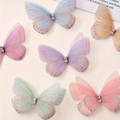Resim 100 adet Yumuşak Pastel Şeffaf Kelebek Süsleri, 3D Simüle Kumaş Kelebekler Pembe, Mor, Mavi, Yeşil - DIY Projeleri, Tırnak Sanatı ve Fotoğrafçılık Aksesuarları için İdeal, Tırnak Sanatı Malzemeleri | Pastel Kelebek Süsü | Detaylı Kanat Tasarımı, Ev için Kelebek Süsleri 