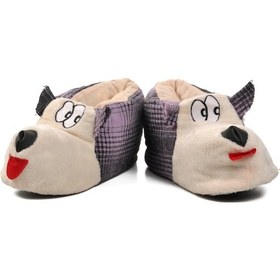 Resim Mor-bej Kadın Panduf Köpekli Panduf G Mor-bej Bej - Mor 