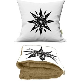 Resim Zodyak Pusula Desenli İç Dolgusu Battaniyeli Araç İçi Opsiyonel 