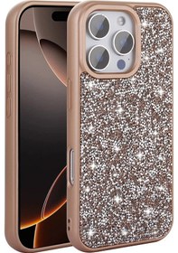 Resim İphone Uyumlu 16 Pro Max Kılıf Parlak Taşlı Tasarım Tchs Pırlanta Kapak - Siyah Siyah 