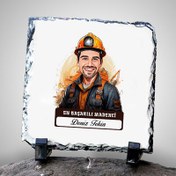 Resim Karikatürlü En Başarılı Erkek Madenci Dekoratif Taş 