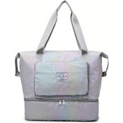 Resim Maxaccess Yeni Tasarım Gümüş Spor Çantası Seyahat El Çantası Ayakkabı Bölmeli Katlanır Gümüş 