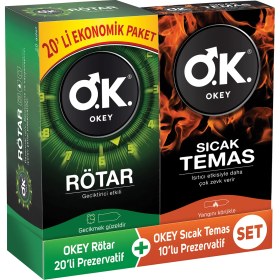 Resim Okey Rötar 20'li Prezervatif + Okey Sıcak Temas 10'lu Prezervatif 