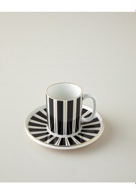 Resim English Home Luxe White Bone Porselen 4 Parça 2 Kişilik Kahve Fincan Takımı 90 Ml Siyah-beyaz-gold Siyah-beyaz-gold 