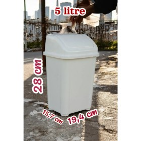 Resim PremiumPort 5 Litre Kapaklı Banyo Çöp Kovası, Şık ve Kullanışlı Atık Kutusu 