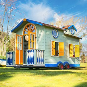 Resim Mandu Ahşap Çocuk Tinyhouse Oyun Evi 
