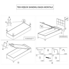 Resim Setaymobilya Baza, Cappy Lux Tek Kişilik Beyaz Baza + Başlık, Setay 