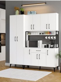 Resim Kuzeylife Spezia Kahve Köşesi Çok Amaçlı Erzak Kiler Dolabı Beyaz 