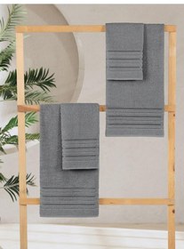 Resim 4 Lü Banyo Havlusu Seti Dora Gri - 70x140 Gri 