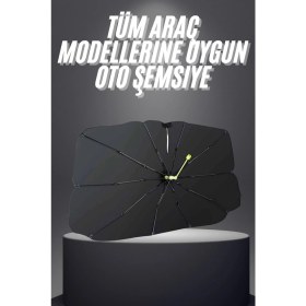 Resim HERŞEYBURDAMODA Yeni Nesil Tüm Araç Modellerine Uygun Oto Şemsiye Katlanabilir Uv Işınlarına Karşı 