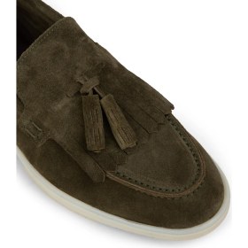 Resim Deery Erkek Hakiki Süet Yeşil Püsküllü Loafer - 02030MYSLC01 