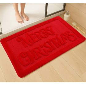 Resim Doğal Kaymaz Taban Banyo Paspas Uzun Ömürlü Yumuşak Dokulu Su Emici Yıkanabilir Yazılı Paspas Marry 60x100 Kırmızı 