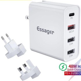 Resim Essager Hızlı Şarj 3.0 Çoklu Usb Şarj Aleti Usb Tip C Pd Qc Qc3.0 48w Hızlı Şarj Seyahat Duvar Telefonu Şarj Cihazı İphone Uyumlu Xiaomi İçin 