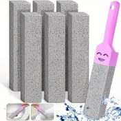 Resim 6 Adet Ergonomik Saplı Pumis Taşı Temizleme Çubukları - Banyo Fayans, Lavabo ve Tuvalet için Dayanıklı Plastik Ovma Aparatı - Pas, Kireç ve Kir Giderme, Taşınabilir & Elektriksiz, Sağlam Yapı, Eğlenceli Tasarım 
