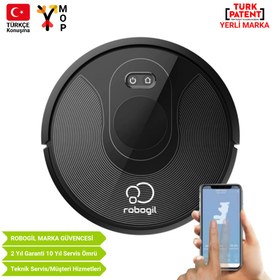 Resim Robogil Luna-200 Türkçe Konuşan Lazer Navigasyonlu Robot Süpürge - Siyah 