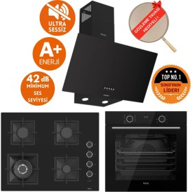 Resim Ferre Fryart&silentart Rayo Sessiz Yeni Seri Siyah Ankastre Set ( D086-SA + XE63CS +SC405-WFA Wok) 