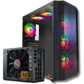 Resim PowerBoost X58RGB-650W 80+ USB 3.0 Mesh 6 x RGB Fanlı Gaming Kasa (JBST-X58RGB-650) 